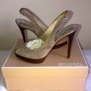 Michael Kors Suede Slingback Peep-toe Heels